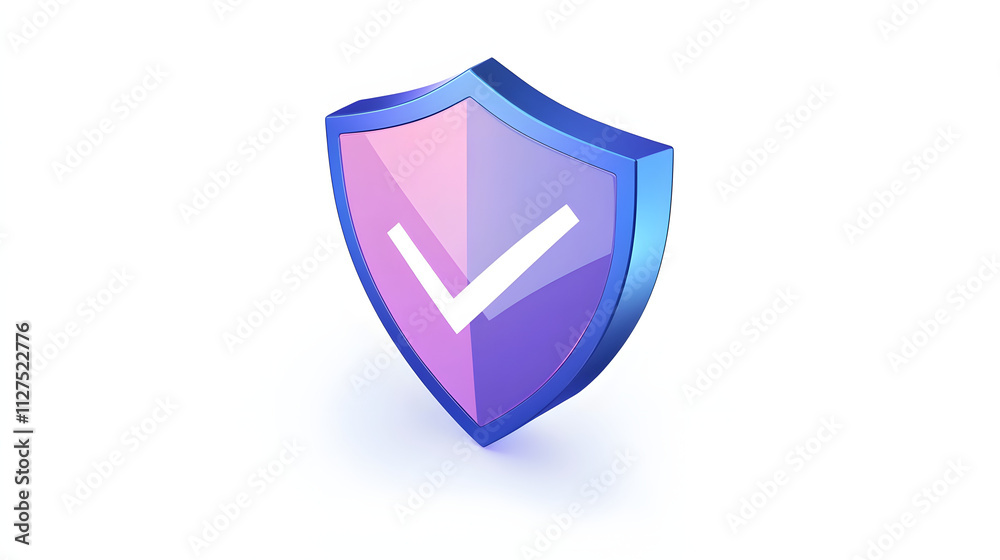 cartoon 3d Icon safety shield check mark perspective . Blue and purple symbol security safety icon. Checkmark in minimalistic style. 3d vector illustration. white background cartoon 3d Icon safety shield check mark perspective . Blue and purple symbol security safety icon. Checkmark in minimalistic style. 3d vector illustration. white background