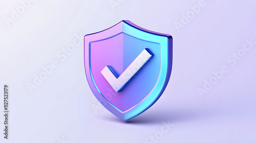 Wallpaper Mural cartoon 3d Icon safety shield check mark perspective . Blue and purple symbol security safety icon. Checkmark in minimalistic style. 3d vector illustration. white background Torontodigital.ca