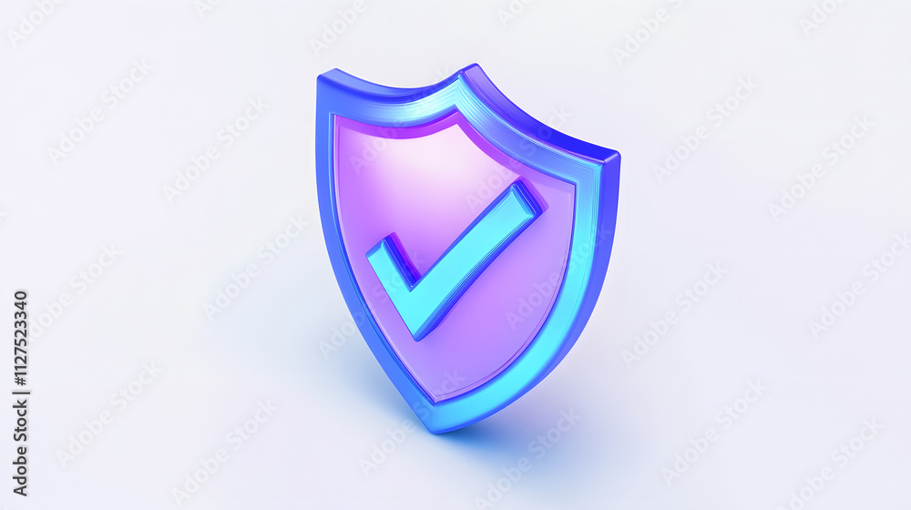 cartoon 3d Icon safety shield check mark perspective . Blue and purple symbol security safety icon. Checkmark in minimalistic style. 3d vector illustration. white background cartoon 3d Icon safety shield check mark perspective . Blue and purple symbol security safety icon. Checkmark in minimalistic style. 3d vector illustration. white background