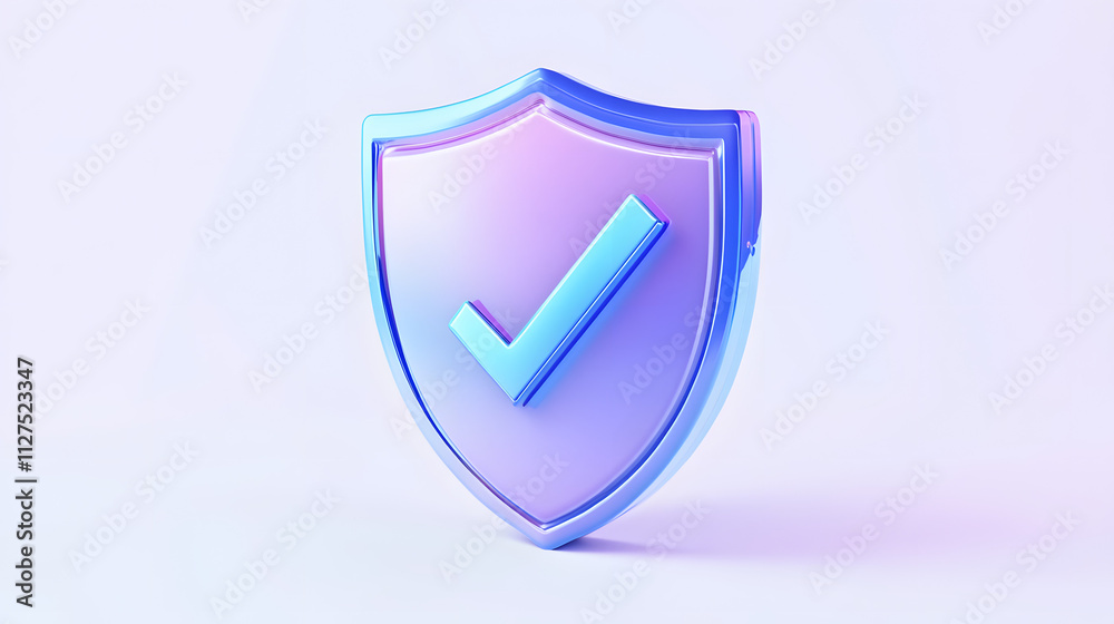 cartoon 3d Icon safety shield check mark perspective . Blue and purple symbol security safety icon. Checkmark in minimalistic style. 3d vector illustration. white background cartoon 3d Icon safety shield check mark perspective . Blue and purple symbol security safety icon. Checkmark in minimalistic style. 3d vector illustration. white background