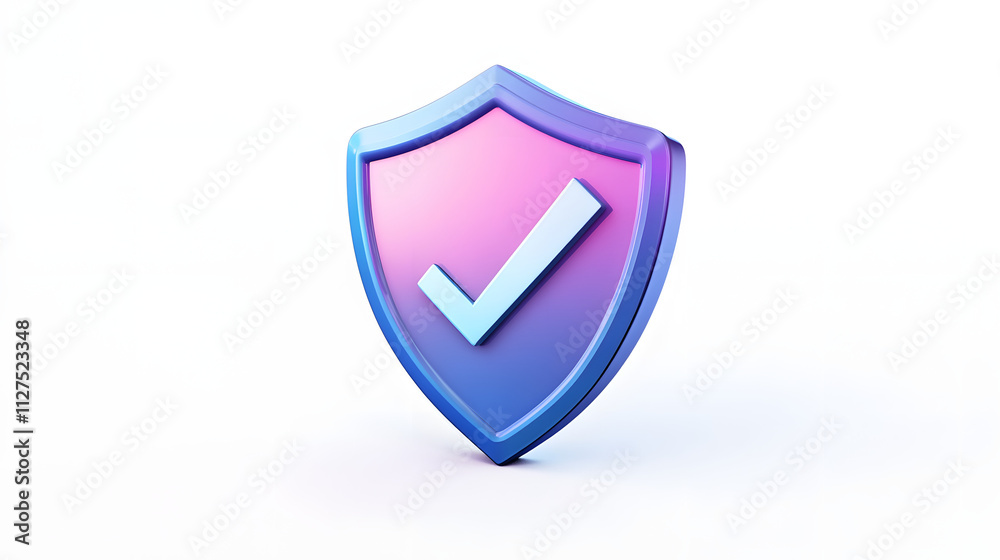 cartoon 3d Icon safety shield check mark perspective . Blue and purple symbol security safety icon. Checkmark in minimalistic style. 3d vector illustration. white background cartoon 3d Icon safety shield check mark perspective . Blue and purple symbol security safety icon. Checkmark in minimalistic style. 3d vector illustration. white background