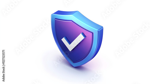 Wallpaper Mural cartoon 3d Icon safety shield check mark perspective . Blue and purple symbol security safety icon. Checkmark in minimalistic style. 3d vector illustration. white background Torontodigital.ca