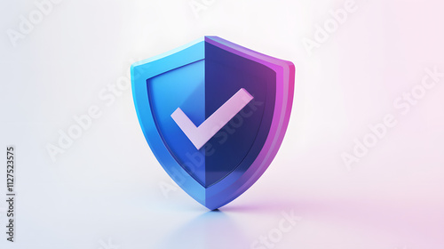 Wallpaper Mural cartoon 3d Icon safety shield check mark perspective . Blue and purple symbol security safety icon. Checkmark in minimalistic style. 3d vector illustration. white background Torontodigital.ca
