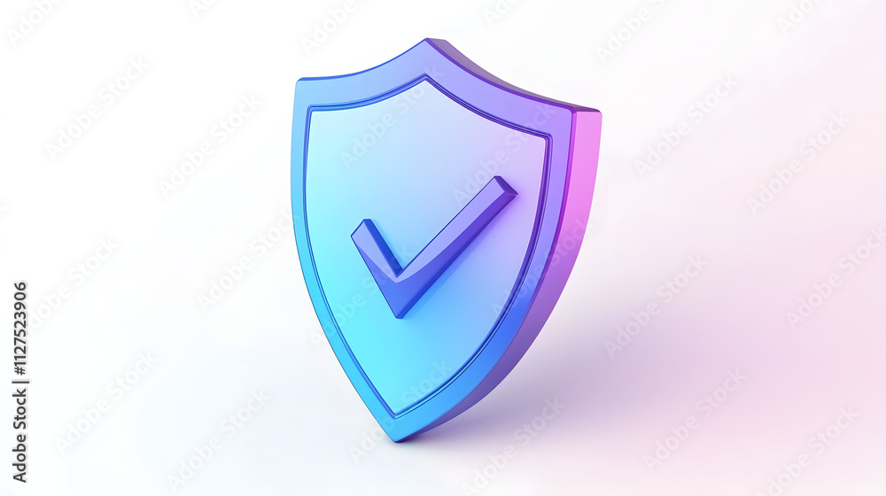 cartoon 3d Icon safety shield check mark perspective . Blue and purple symbol security safety icon. Checkmark in minimalistic style. 3d vector illustration. white background cartoon 3d Icon safety shield check mark perspective . Blue and purple symbol security safety icon. Checkmark in minimalistic style. 3d vector illustration. white background