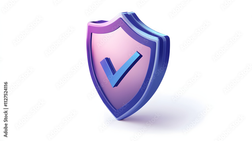 cartoon 3d Icon safety shield check mark perspective . Blue and purple symbol security safety icon. Checkmark in minimalistic style. 3d vector illustration. white background cartoon 3d Icon safety shield check mark perspective . Blue and purple symbol security safety icon. Checkmark in minimalistic style. 3d vector illustration. white background