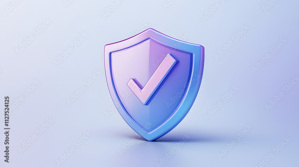 cartoon 3d Icon safety shield check mark perspective . Blue and purple symbol security safety icon. Checkmark in minimalistic style. 3d vector illustration. white background cartoon 3d Icon safety shield check mark perspective . Blue and purple symbol security safety icon. Checkmark in minimalistic style. 3d vector illustration. white background