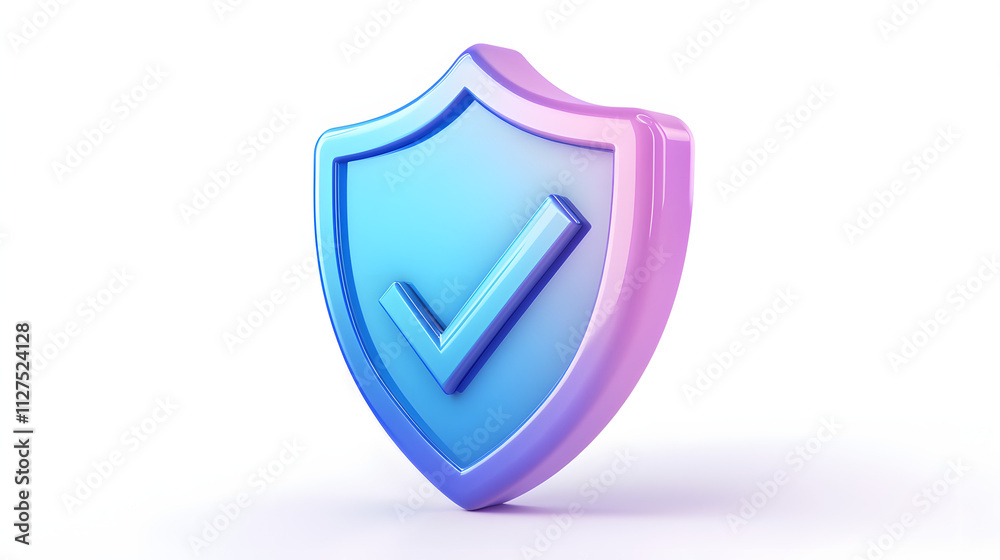 cartoon 3d Icon safety shield check mark perspective . Blue and purple symbol security safety icon. Checkmark in minimalistic style. 3d vector illustration. white background cartoon 3d Icon safety shield check mark perspective . Blue and purple symbol security safety icon. Checkmark in minimalistic style. 3d vector illustration. white background