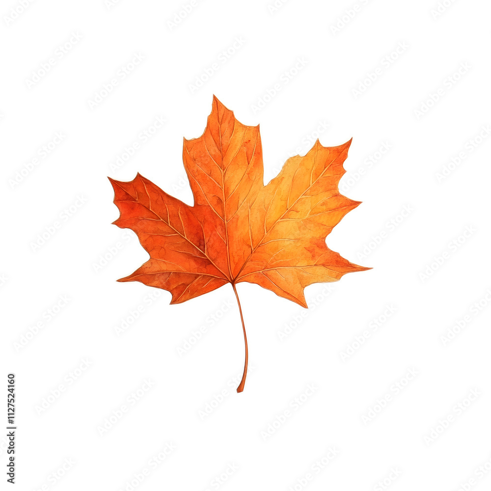 Fototapeta premium Vibrant Orange Maple Leaf Isolated on White Background