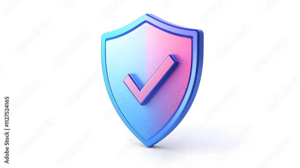 cartoon 3d Icon safety shield check mark perspective . Blue and purple symbol security safety icon. Checkmark in minimalistic style. 3d vector illustration. white background cartoon 3d Icon safety shield check mark perspective . Blue and purple symbol security safety icon. Checkmark in minimalistic style. 3d vector illustration. white background