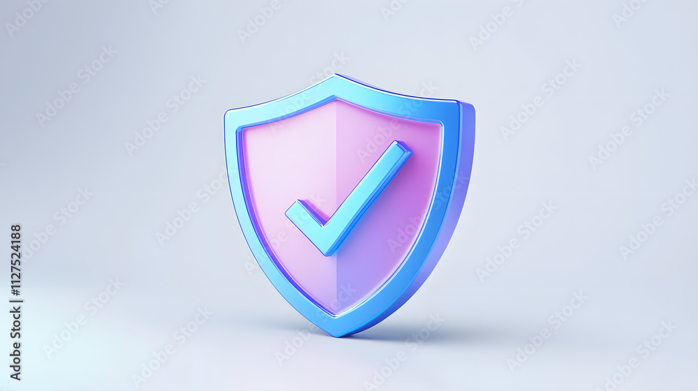cartoon 3d Icon safety shield check mark perspective . Blue and purple symbol security safety icon. Checkmark in minimalistic style. 3d vector illustration. white background cartoon 3d Icon safety shield check mark perspective . Blue and purple symbol security safety icon. Checkmark in minimalistic style. 3d vector illustration. white background