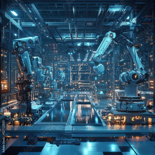 Futuristic Digital Factory Automation