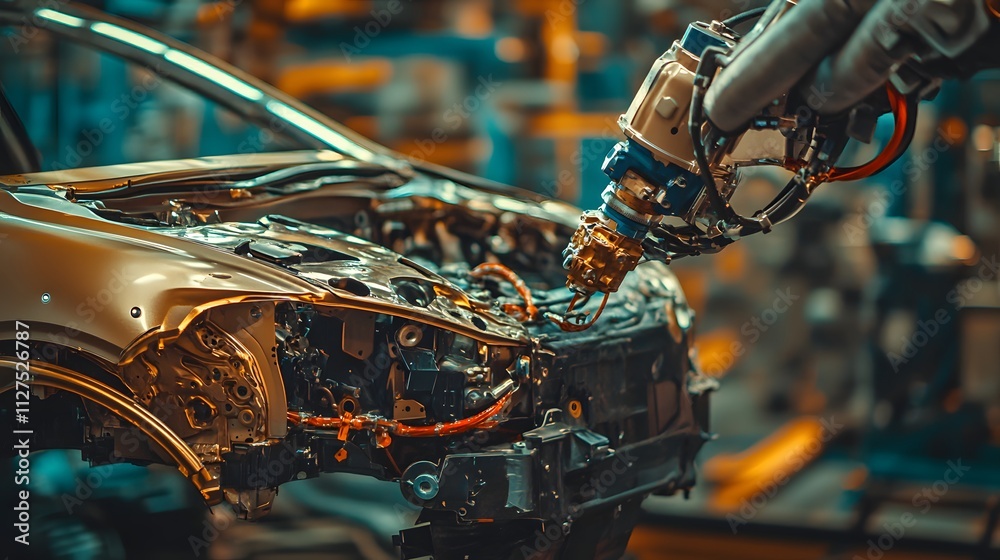 A robotic painting system applying a flawless metallic finish to a car body. A robotic painting system applying a flawless metallic finish to a car body.