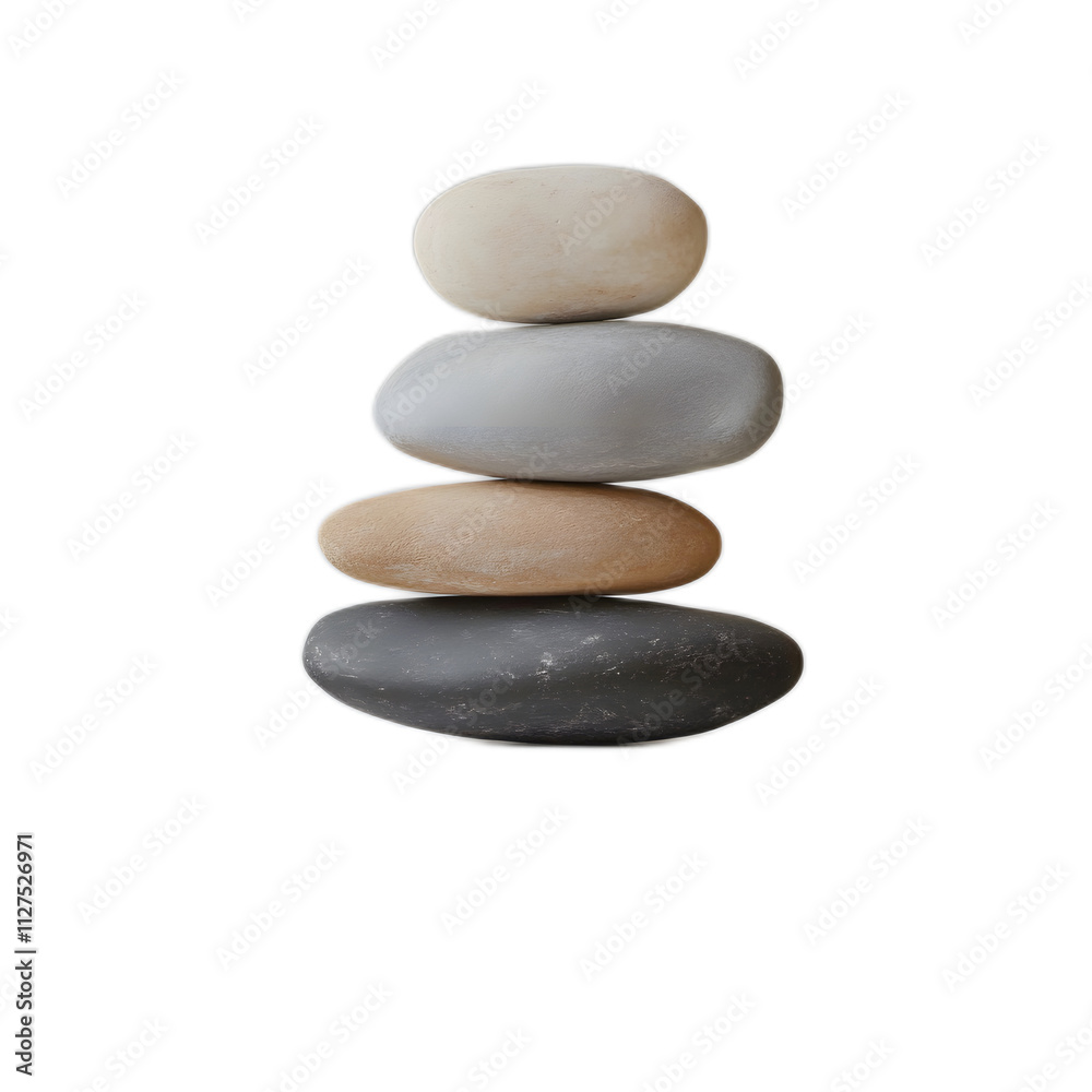 Stack of Smooth Pebbles on White Background for Serenity and Calm Stack of Smooth Pebbles on White Background for Serenity and Calm