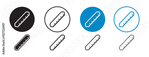 Set of 8 "Ruler" icons with an unexpanded vector & 1 silhouette - Ruler icon straightedge with measurement markings precision design construction measurement