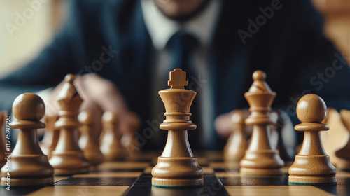 Chessboard with close-up of the king's piece