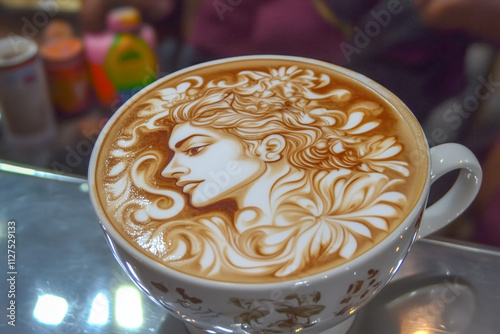 Coffee latte art made by barista