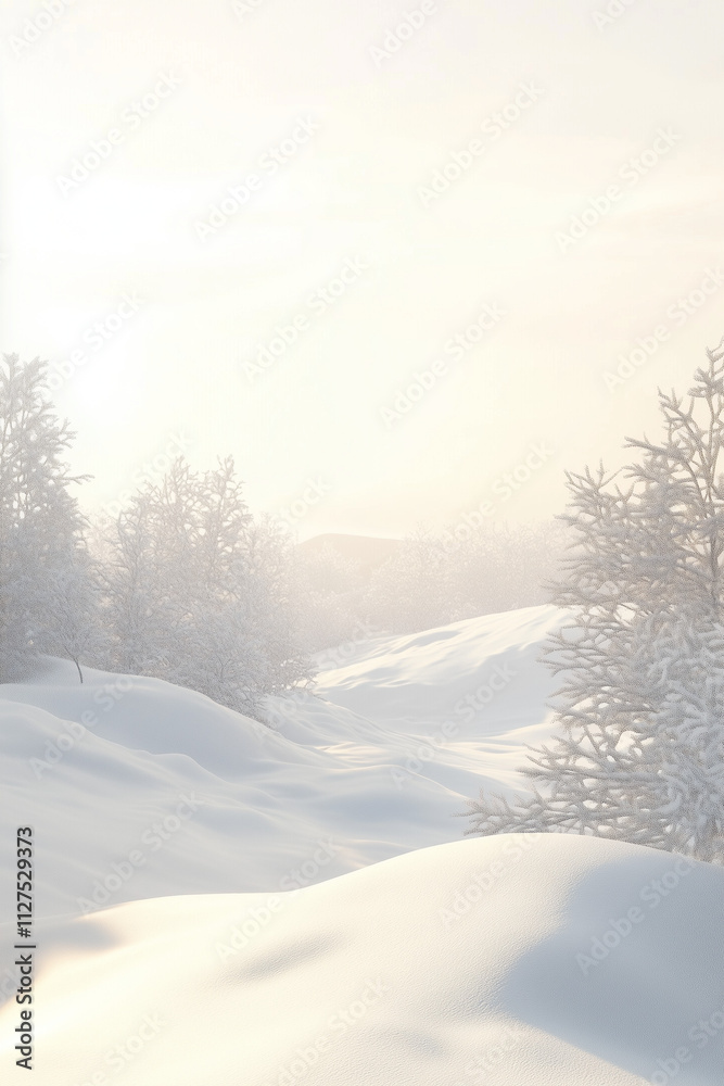 Elegant Winter Snow Landscape with Soft Beige Sky Elegant Winter Snow Landscape with Soft Beige Sky