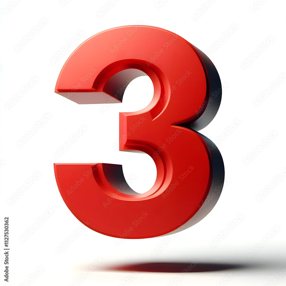 3d red number 3 isolated 3d red number 3 isolated