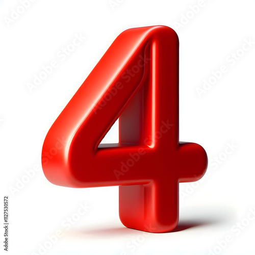 3d red number 4 isolated