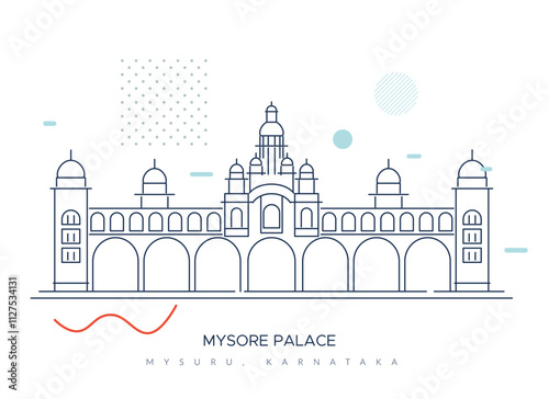 Mysore Palace - Amba Vilas Palace -Mysuru, Karnataka - Stock Illustration