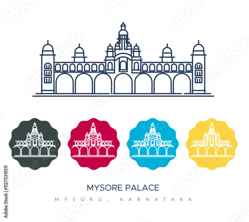 Mysore Palace - Amba Vilas Palace -Mysuru, Karnataka - Stock Illustration
