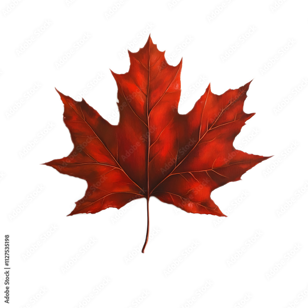 Obraz premium Vibrant Red Maple Leaf Isolated on Black Background