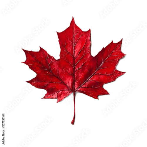 Vibrant Red Maple Leaf Isolated on Black Background for Designs