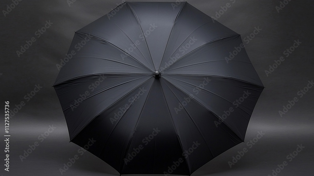 Closed black umbrella overhead view. Closed black umbrella overhead view.