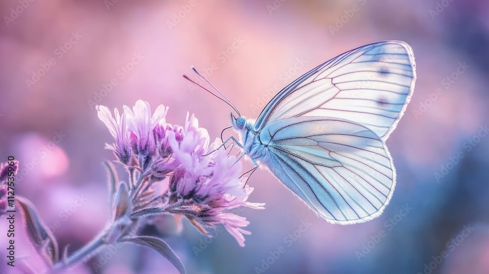 A delicate butterfly perched on a flower, showcasing nature's beauty in soft pastel colors. A delicate butterfly perched on a flower, showcasing nature's beauty in soft pastel colors.