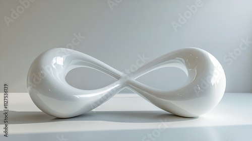 seamless white infinity curve with two identical objects placed side by side perfect harmony