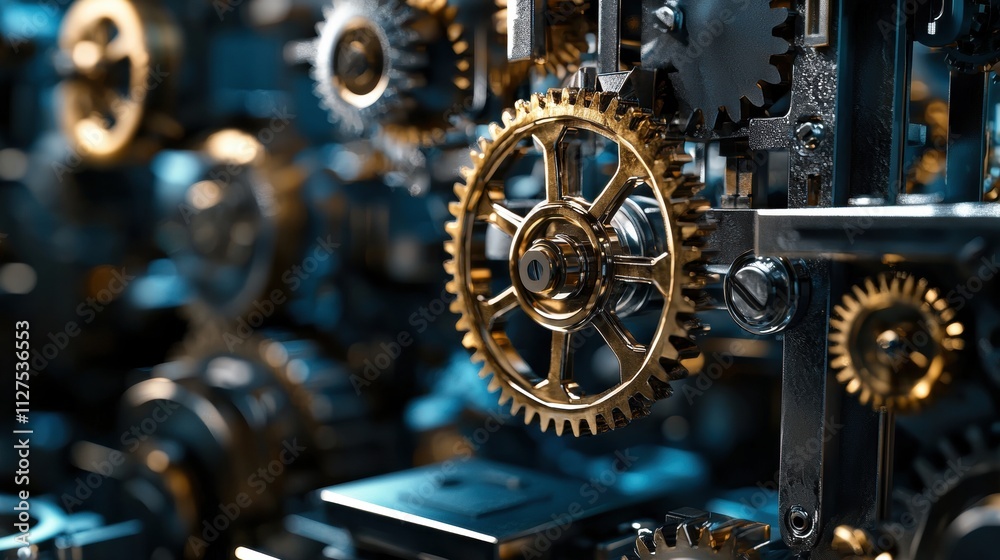 Close-up of intricate gear mechanism in industrial setting high-definition engineering photography Close-up of intricate gear mechanism in industrial setting high-definition engineering photography