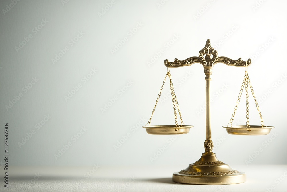 single golden scale balanced perfectly against light neutral background minimalistic focus single golden scale balanced perfectly against light neutral background minimalistic focus