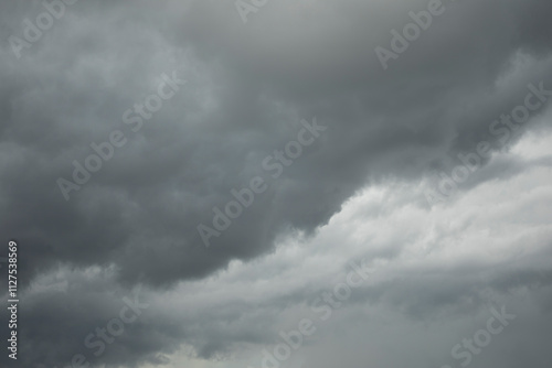 Thunderclouds. Grey sky. Summer clouds. Beautiful weather.