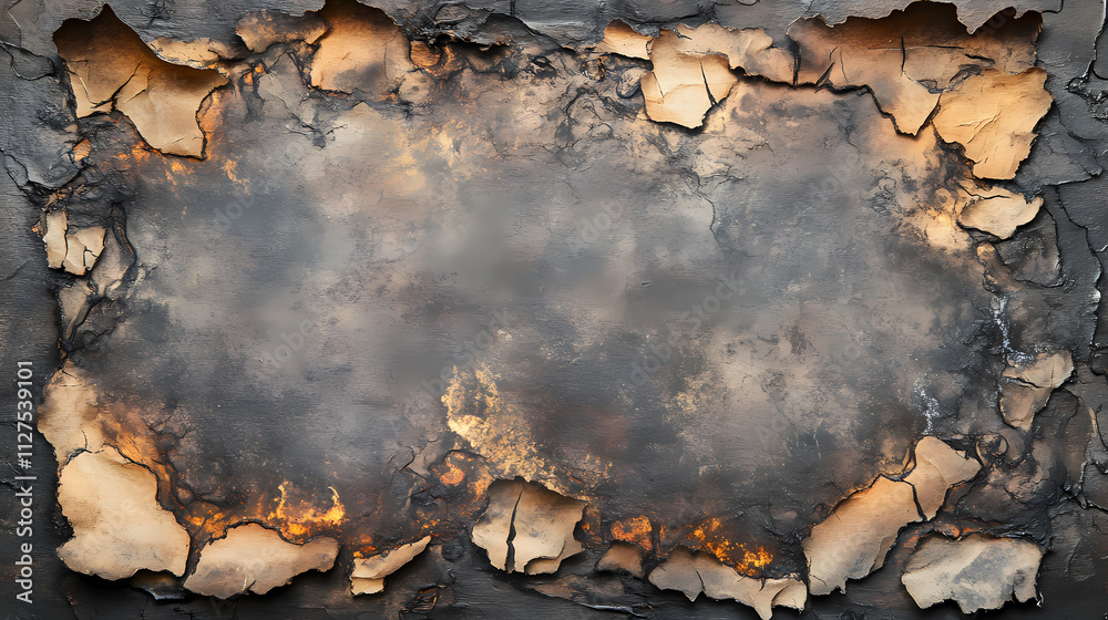 Burned paper texture. Ashen. Illustration