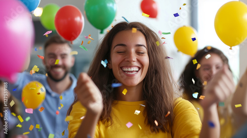 Obraz na płótnie Celebrating Diversity and Inclusivity in the Vibrant Office Environment Filled With Joy and Color w salonie