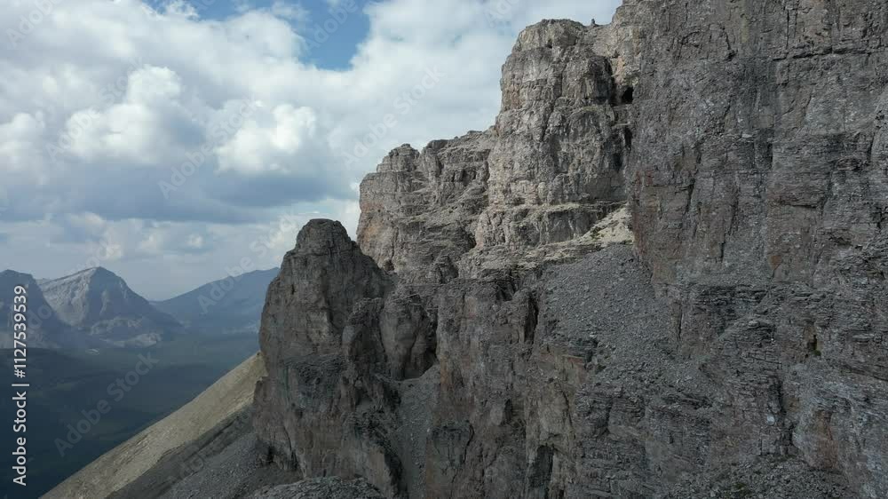 Mountain Peak With Rugged Rocky Cliffs. Alberta, Canada. Mountain Peak With Rugged Rocky Cliffs. Alberta, Canada.