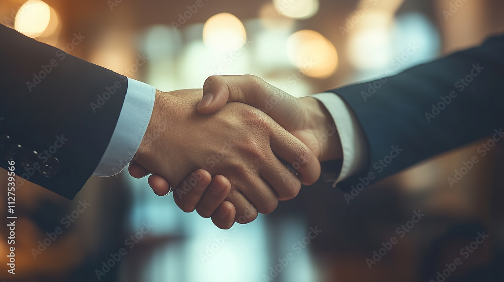 Building Partnerships Through a Firm Handshake in a Modern Office Environment During a Business Meeting