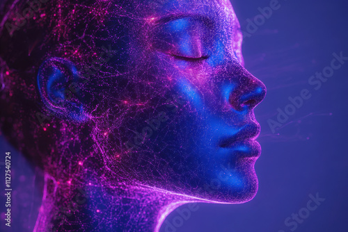 Futuristic human had with luminous brain network. Concept for Mindfulness.