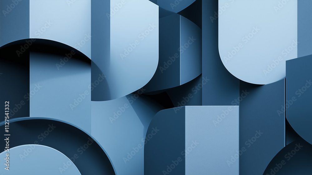 Abstract Geometric Shapes in Muted Blue and Gray Create a Modern Minimalist Design for Contemporary Presentations and Graphics