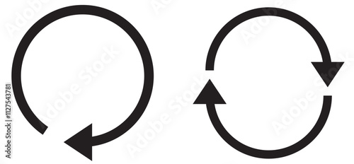 Repeat flat icon, arrow symbol design, direction sign illustration. Isolated on white background. 