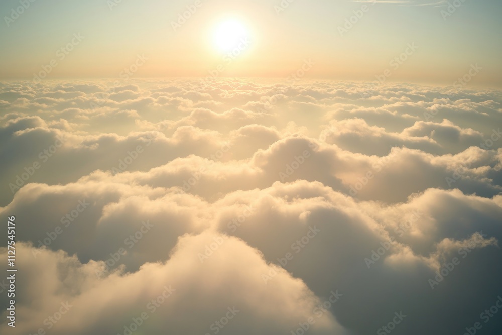 A serene sunset scene with clouds illuminated by warm orange and pink hues A serene sunset scene with clouds illuminated by warm orange and pink hues