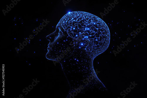 Futuristic human had with luminous brain network. Concept for Mindfulness.