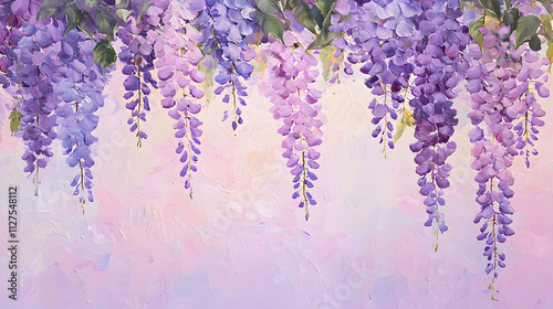 A painting of purple vines with a pink background