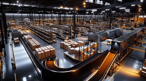 Efficient warehouse operations logistics center industrial content modern environment aerial view automation insights