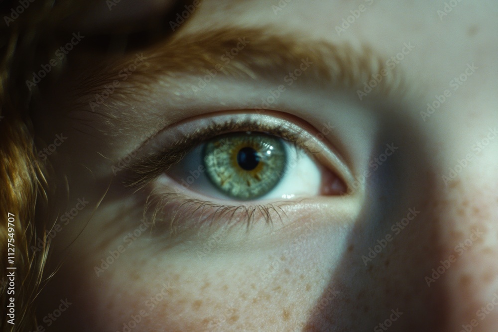 A close-up shot of a person's eye featuring freckles A close-up shot of a person's eye featuring freckles