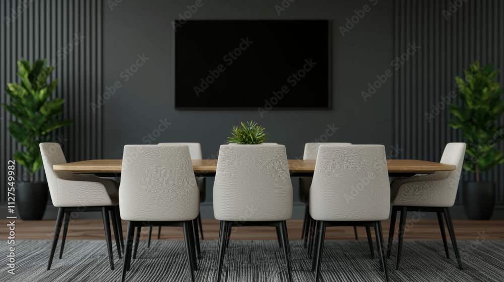 Elegant business menu ambiance at modern conference table in contemporary office setting Elegant business menu ambiance at modern conference table in contemporary office setting