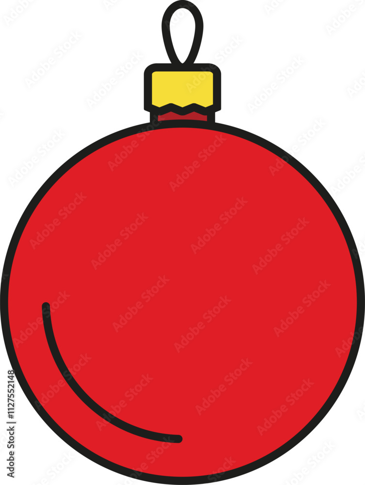 Obraz premium Red christmas ball icon. Vector illustration.