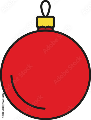 Red christmas ball icon. Vector illustration.