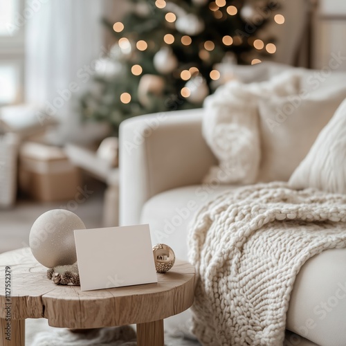 Neutral Christmas Living Space with Cozy Details