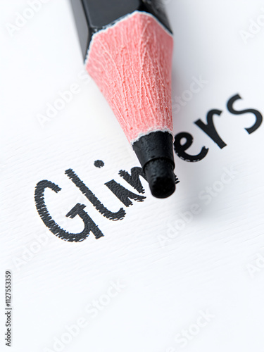 Closeup of pencil eraser and black glanders text. Glanders. Pencil with eraser. photo